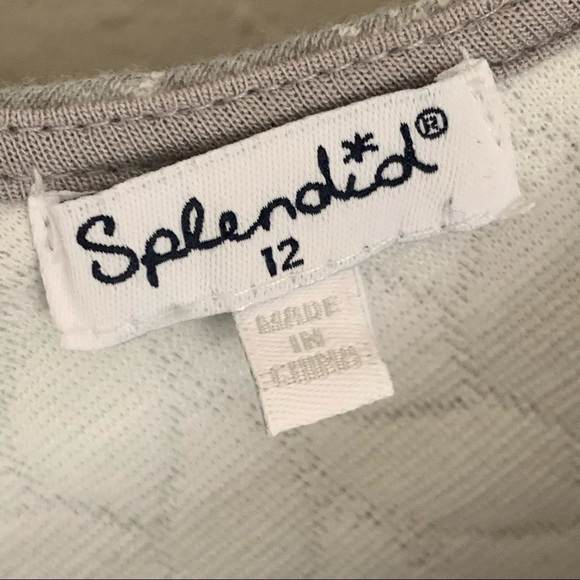 SPLENDID Cotton Textured Knit Dress Grey Scoop Neck Cap Sleeve Quilted Girls 12 - Picture 2 of 16